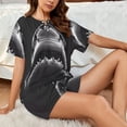 thumbnail image 4 of Sikiie Black And White Shark Womens Pajama Sets Short Sleeve Top With Pants Sleepwear 2 Piece Lounge SetXX-Large, 4 of 6