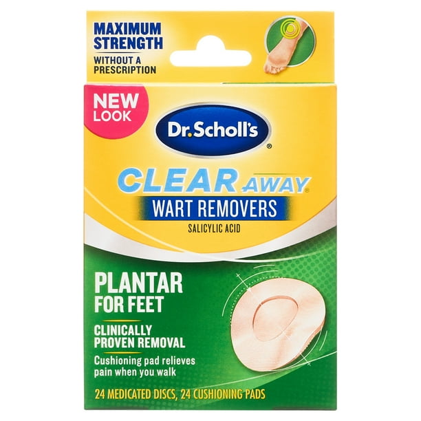 Dr. Scholl's Clear Away Plantar Wart Remover (24 Discs/24 Cushions), Clinically Proven, Maximum