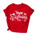 thumbnail image 4 of Nuoqisi T-Shirt à Col Rond Imprimé à Manches Courtes pour la Saint-Valentin pour Femmes, Haut à Motif Mignon pour Tenues Décontractées, T-Shirt Mode pour Dames, 4 of 7