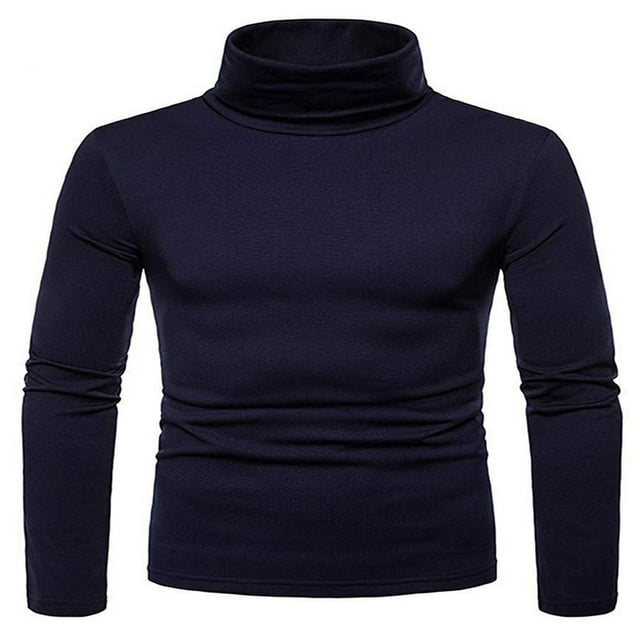 Mens Thermal Cotton Turtleneck Sweaters Stretch T-Shirt High Collar Skivvy Slim Fit Top Wine red XL