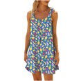 thumbnail image 1 of IROINNID Women's Beach Dresses Sexy Hawaiian Tropical Sleeveless Sling Loose Shift Dress Boho Prints Drop Waist Dress, 1 of 5