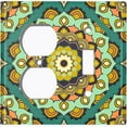 thumbnail image 4 of Metal Light Switch Plate Cover Green Orange Mandala Flower Tile Pattern MDL117, 4 of 13