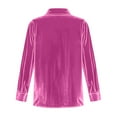 thumbnail image 5 of Kixjoy Velvet Shirts for Women Long Sleeve Elegant Button Down Tops Collared Casual Soild Blouses Holiday Dressy Fall Blouses for Women, Hot Pink 2XL, 5 of 8