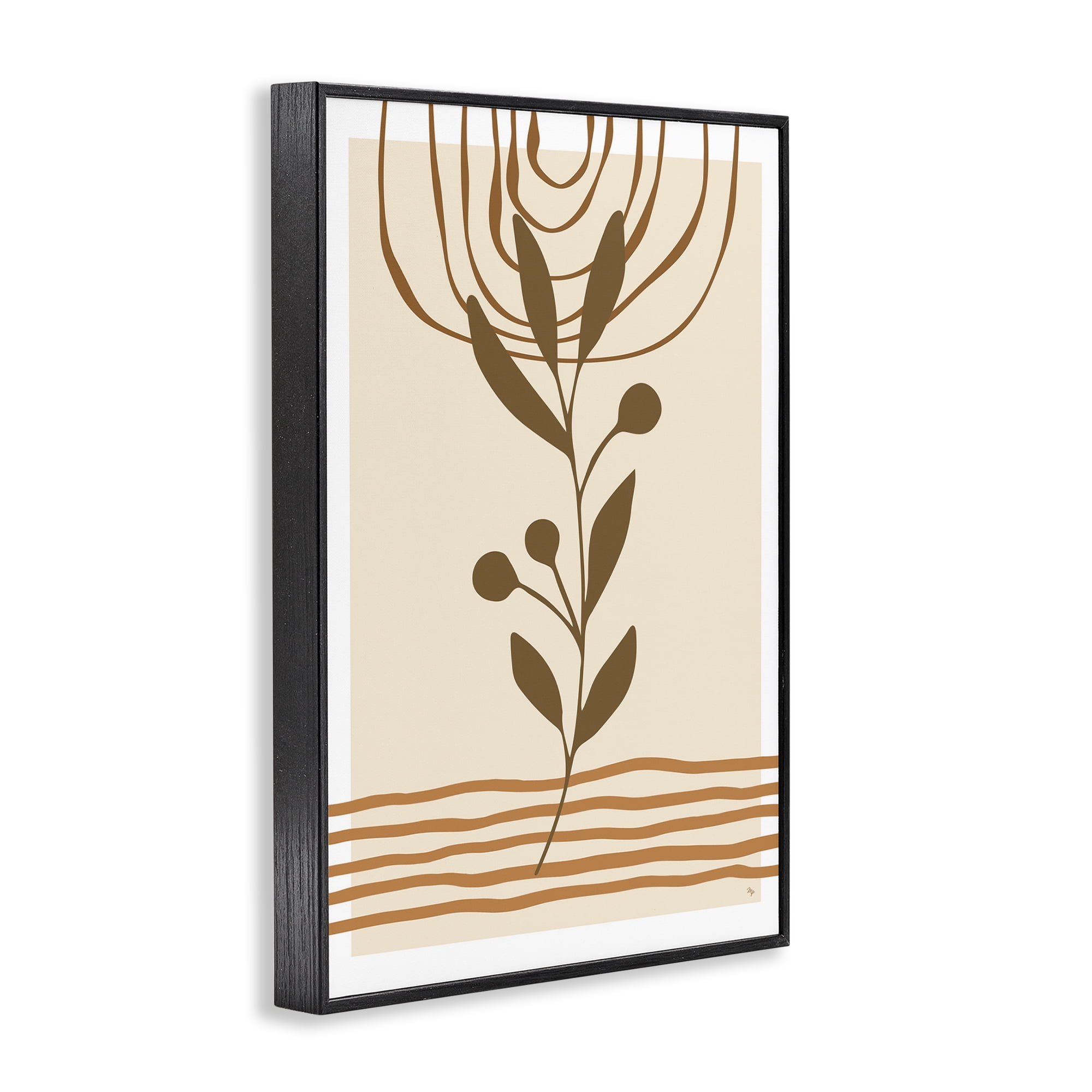 Stupell Industries Bohemian Plant Sprig Botanical & Floral Painting Black Framed Art Print Wall Art, 20 x 30