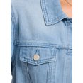 thumbnail image 5 of INSPIRE CHIC Women's Denim Jacket Cap Sleeve Cropped Button Down with Pockets Classic Jean Jackets L Light Blue, 5 of 6