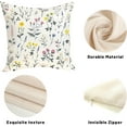 thumbnail image 3 of Floral Pillow Covers 18x18 Pack of 2 Herbs Botanical Wildflowers Throw Pillow Cover Outdoor Decoration,Spring Summer Rustic Flower Plant Pillowcase Decorative Linen Cushion Case for Sofa Couch, 3 of 6
