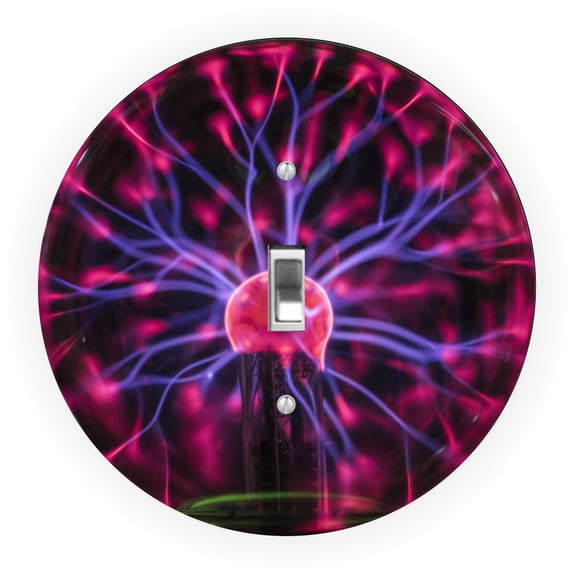 Red Plasma Ball Design - Round Light Switch Plate Cover - Single Toggle