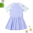 thumbnail image 6 of BOBOGOJP Girls Swimsuit Beach Sport Skirt hemt One Piece Swimsuit UPF 50+ Sun Protection Bathing Suits Light Purple for Size 11-12 Years, 6 of 9