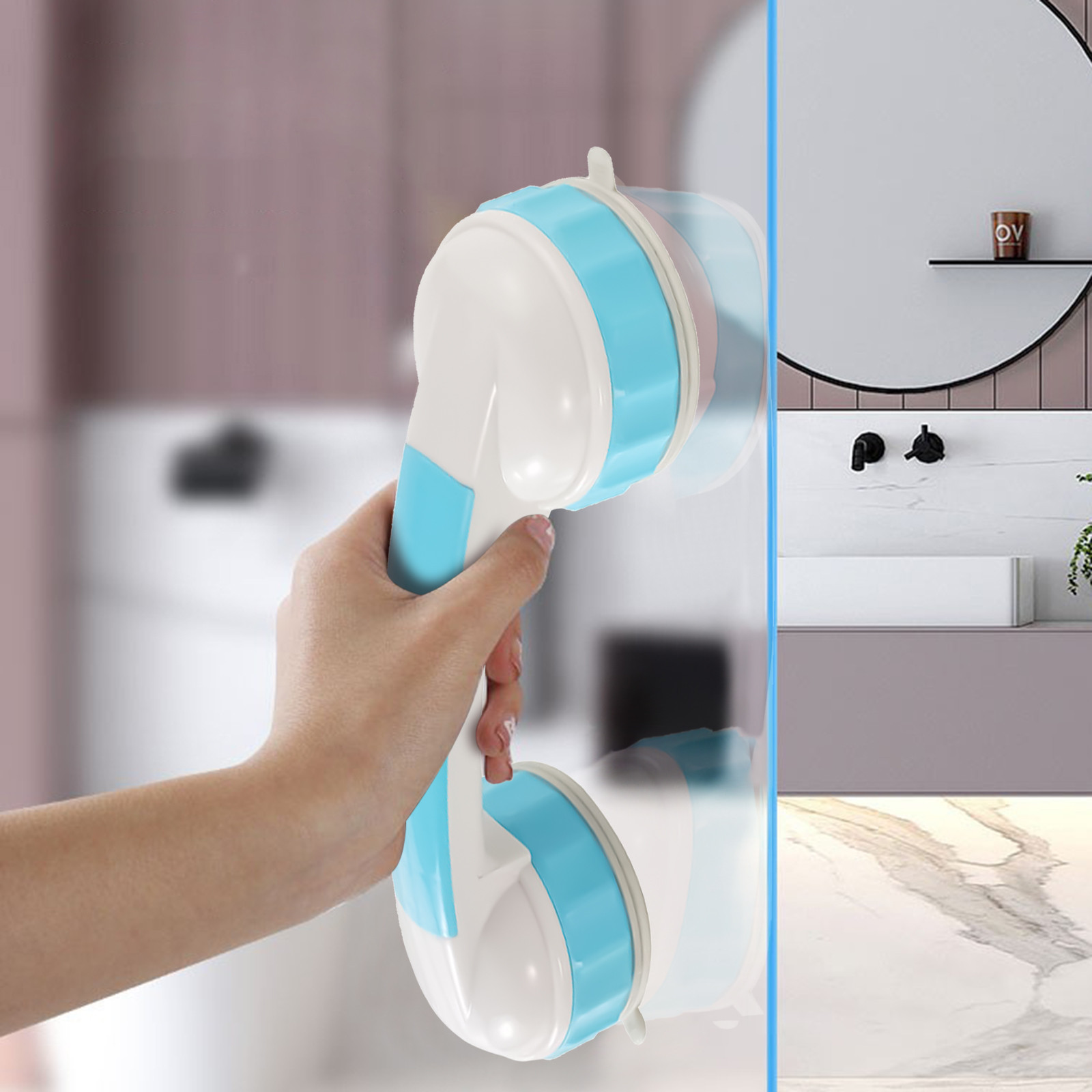 Vikakiooze Shower Handle Locking Safety Suction Cups Grabs Bars For Bathroom Shower Handles