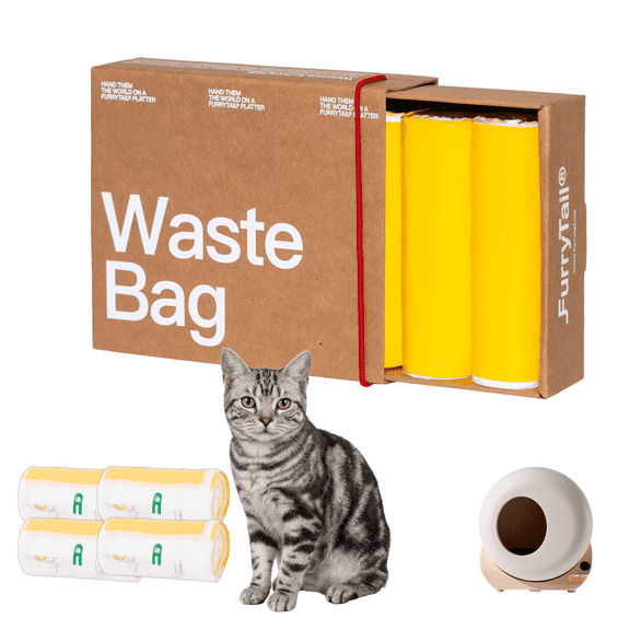 Furrytail Extra Large Auto Cat Litter Box Waste Bin Liners Heavy Duty Extra Thick Pull-on Bags, 80-Pack