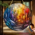 thumbnail image 4 of 2D Flat, 1pc Round Acrylic Crystal Cave Sun Catcher - Stained Window Hanging Art, Vibrant Rainbow Maker & Home Decor, Ideal Thank You Gift, Vibrant Decoration_ Cave Design, 8*8inch, 4 of 7