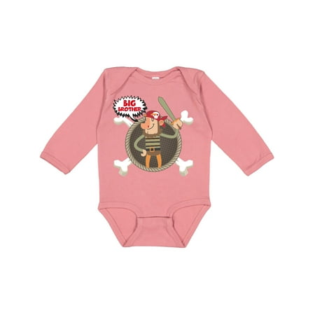 

Inktastic Big Brother Pirate Gift Baby Boy Long Sleeve Bodysuit