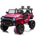 thumbnail image 3 of 24V 4WD Ride on Toys with Remote Control, 2 Seater Kids Electric Car 7AH Battery Powered Truck Vehicle Powered 4-Wheeler Toy w/ Spring Suspension, Bluetooth Music, Gift for Boys Girls Pink, 3 of 12