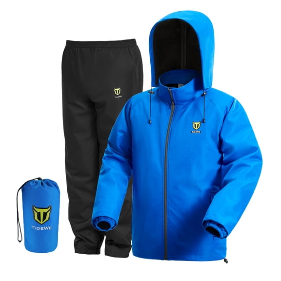 TIDEWE Rain Suit for Men and Women, Waterproof Breathable Lightweight 2 Piece Rainwear Set with Jacket and Pants for Outdoor Use