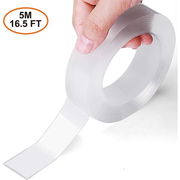 Nano Tape Double Sided Adhesive Wall Tape Gel Sticky Tack Clear Traceless Washable Reusable Picture Hanging Strips For Paste Photos Poster Household Kitchen Holder 16 5ft Walmart Com