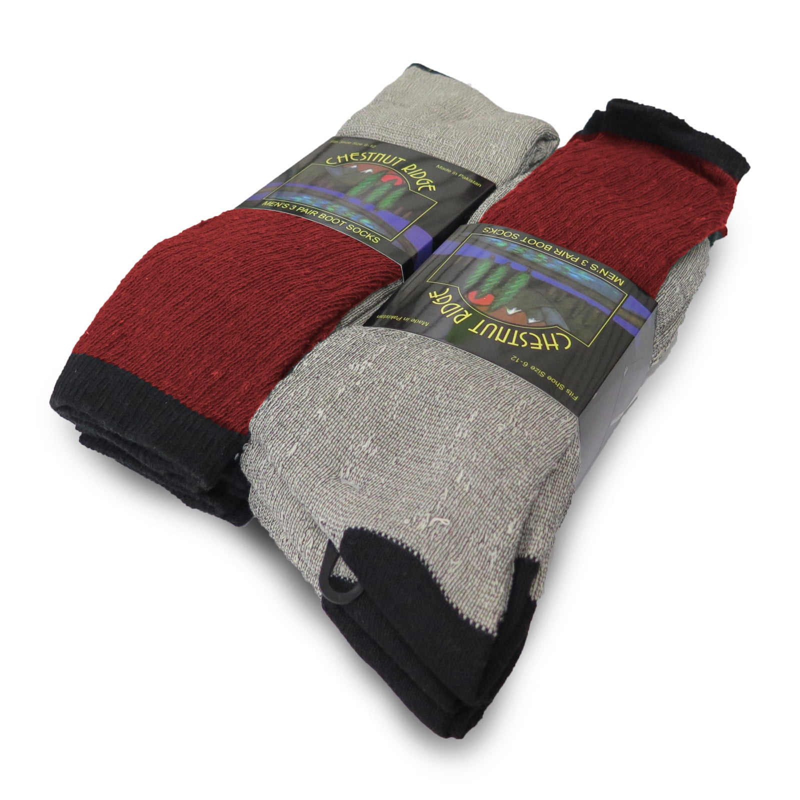 6 Pairs Men's Outdoor Boot Socks Hiking Winter Crew Thermal Work Socks