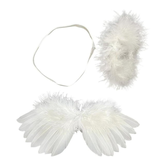 Alas y diademas para muñecas DIY, adorables adornos para disfraz de muñeca, accesorios para vestir Blanco