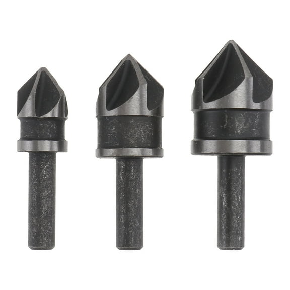 3 Pcs British System Cone Drill Bit Tools Counterbore Sinker Five-edged Chamfer High-carbon Steel