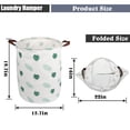 thumbnail image 2 of 19.7" Large Waterproof Foldable Laundry Hamper - Round Cotton Linen Laundry Basket with Handles, Dirty Clothes Basket, Canvas Organizer Basket /Toy Bins for Family, School, Car (Green Feathers), 2 of 7