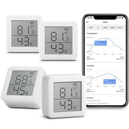 

SwitchBot Thermometer Hygrometer Smart Bluetooth Temperature Humidity Sensor 2.1 LCD Display White 4pcs