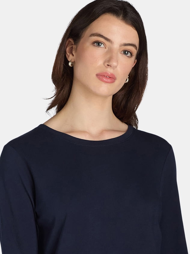 Time and Tru Women's Cotton Crewneck Tee with Long Sleeves, Single and 3 Pack, Sizes XS-XXXL