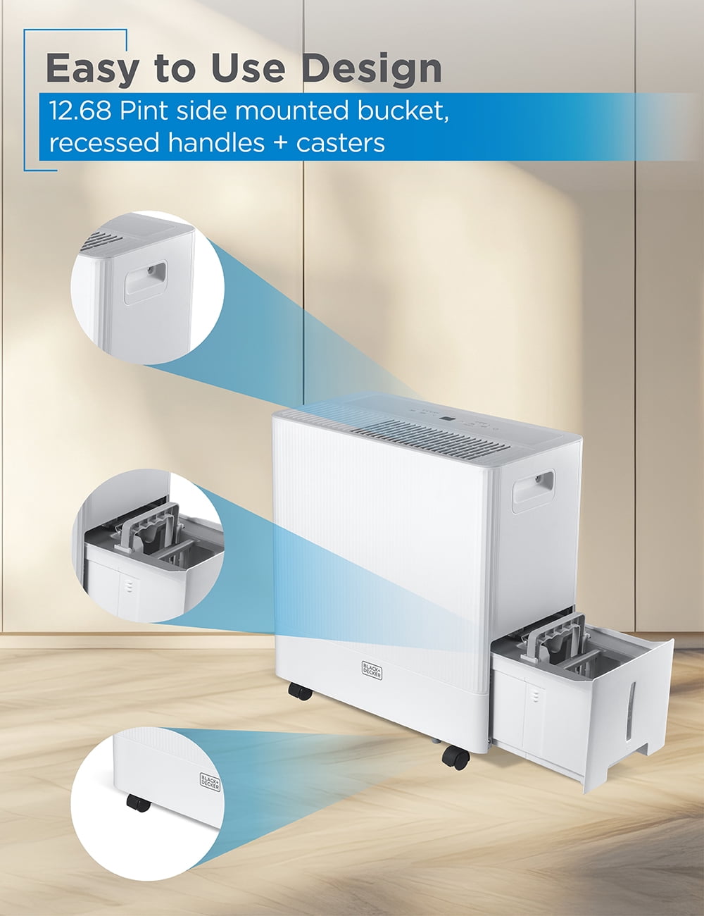 BLACK+DECKER 50-Pint Portable Dehumidifier 4500 sq. ft., ENERGY STAR Certified, BD50MWSA, White