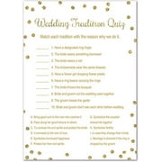 Wedding Tradition Quiz Bridal Shower Game - Faux Gold Glitter on White - 24 Cards