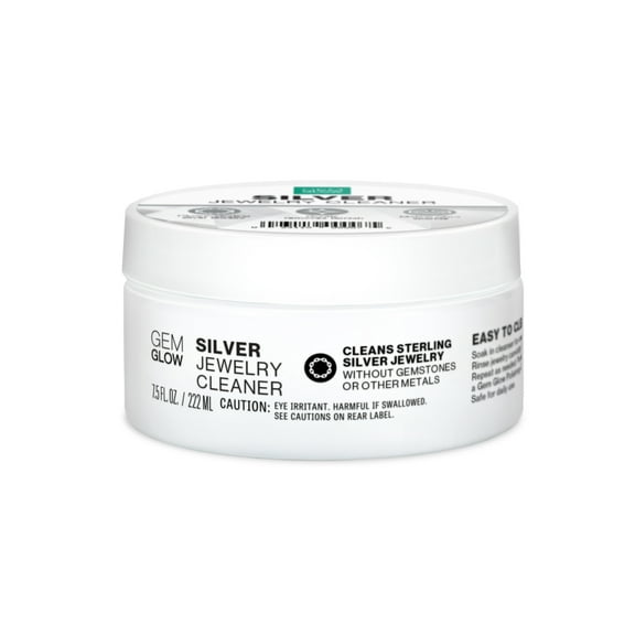 Gem Glow Sterling Silver Jewelry Cleaner, Removes Light Tarnish, 7.5 fluid ounces, Includes Jewelry Soaking Basket