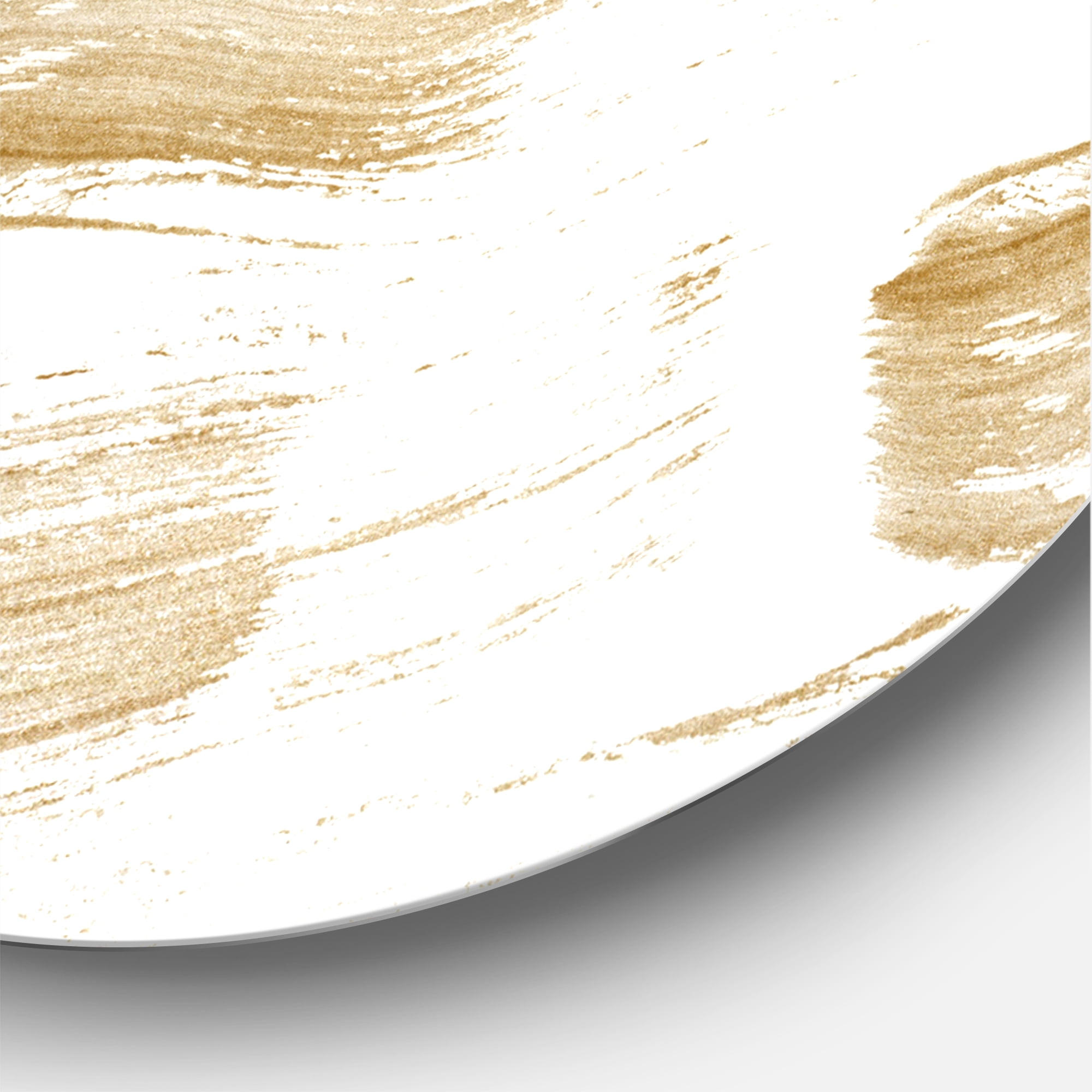 Designart 'Golden Abstract Brush Strokes' Modern Circle Metal Wall Art 29x29 - Disc of 29