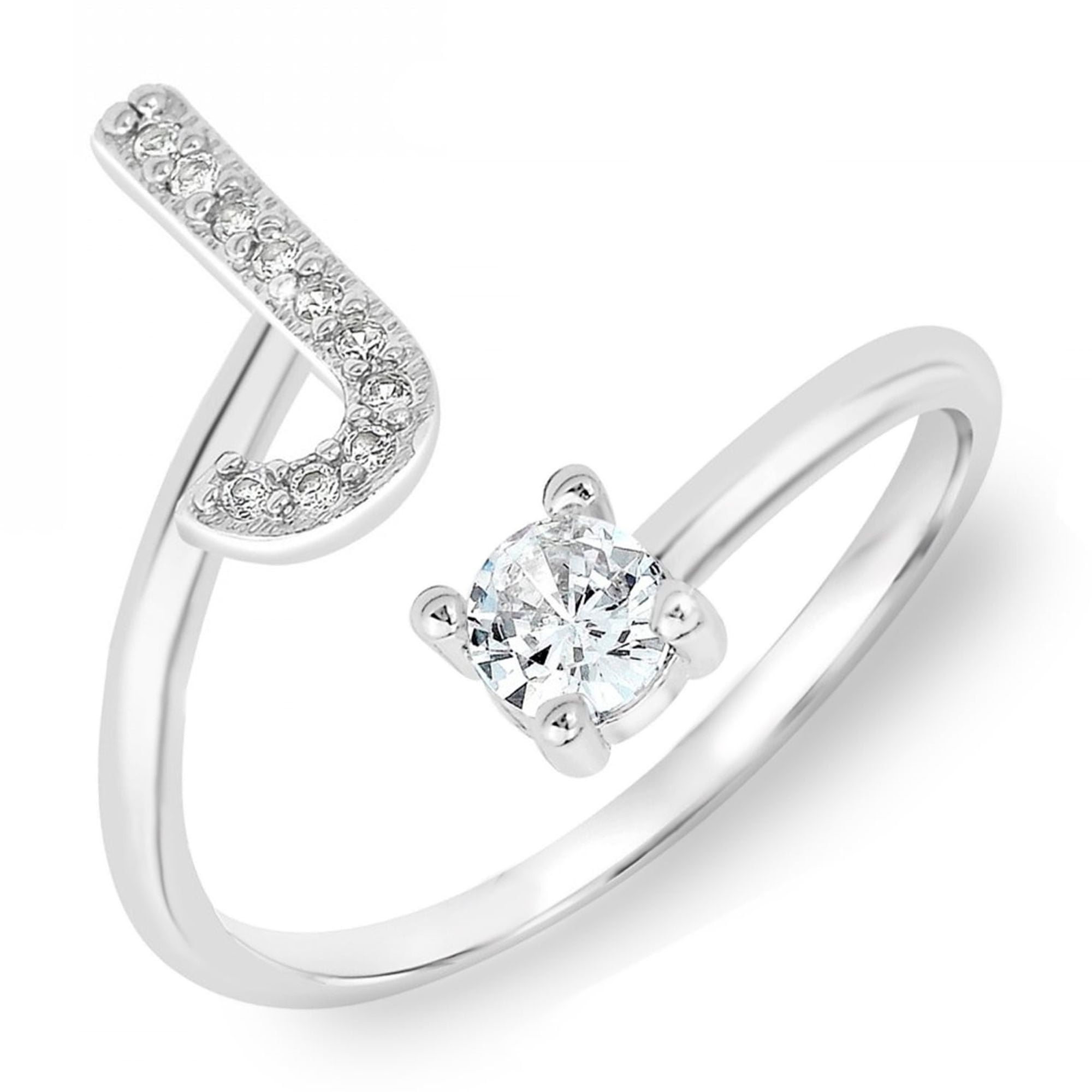 Anillo Ajustable Letra J Inicial Plata Fina .925 Joyeria