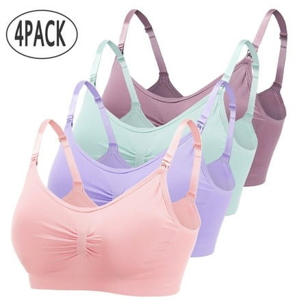 

Ovzne Multicolor Nursing Bra 4Pcs Maternity Bra Breastfeeding and Sleeping for Women