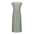 thumbnail image 4 of WREESH Womens Summer Casual Loose Maxi Dress Cotton Linen Solid Sleeveless Round-Neck Retro Long Dress Gray, 4 of 7