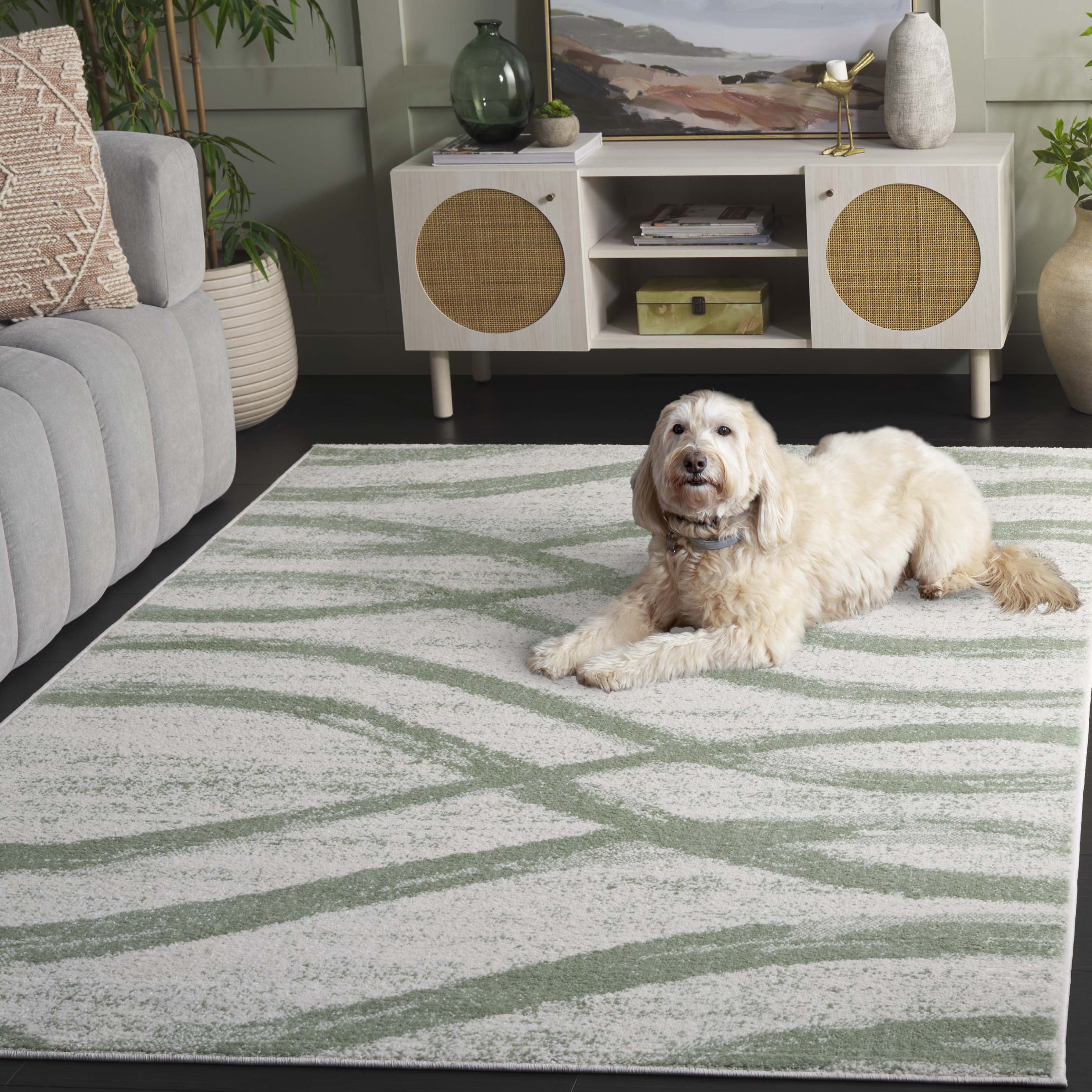 Safavieh Adirondack Isidor Geometric Swirls Area Rug, Ivory/Sage, 3' x 5'