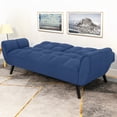thumbnail image 5 of Convertible Futon Sofa Bed, Linen Sleeper Couch, 75" W Modern 3 Seater Tufted Sofa with Solid Wood Legs and Adjustable Backrests for Small Spaces, Living Room, Bedroom, 5 of 5