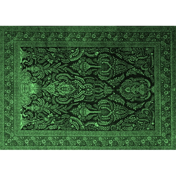 Ahgly Company Indoor Rectangle Persian Emerald Green Traditional Area Rugs, 8' x 10'