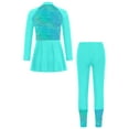 thumbnail image 4 of inlzdz 2 Pcs Girls Rash Gaurd Swimwear Sun Protection Swimsuit Long Sleeve Swim Dress with Pants Set Green 14, 4 of 7
