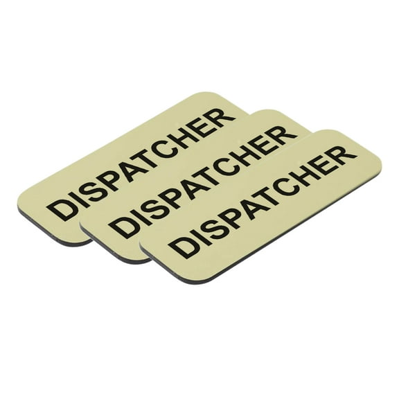 Dispatcher 1 x 3" Name Tag/Badge, Brushed Gold, (3 Pack)