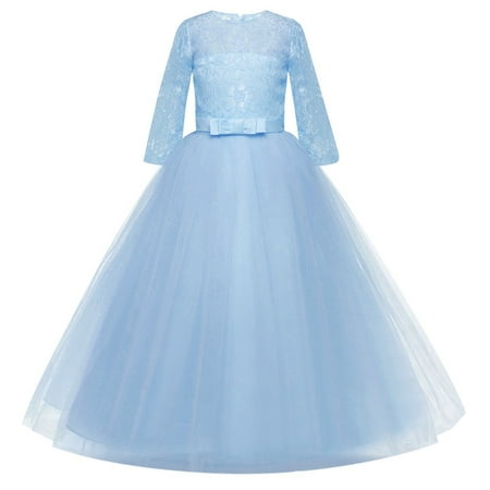 

Dadaria Toddler Girl Clothes 4-9Years Child Girls Lace Bowknot Princess Wedding Performance Formal Tutu Dress Clothes Blue 170 Toddler
