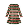thumbnail image 3 of Women’s Long Sleeve Knit Dress with Festive Geometric Print Crew Neck Pullover Casual A Line Tunic for Everyday Wear, 3 of 4
