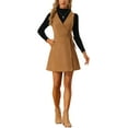 thumbnail image 1 of Vestido de Gamuza Allegra K Cuello En V A-Line Vintage Marrón XS, 1 of 5