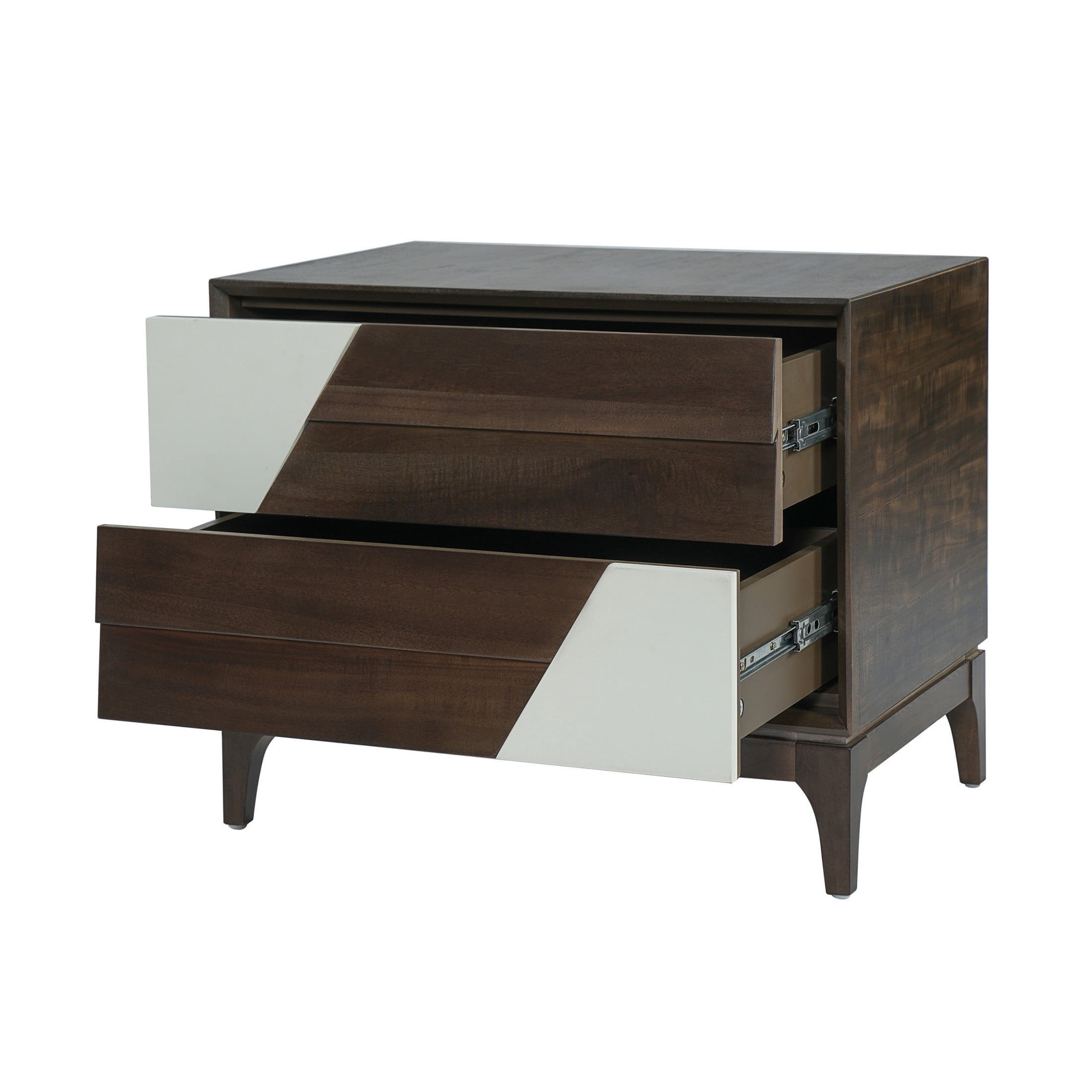 Christopher Knight Home Wooden Nightstand with 2 Drawers, Japandi Style Bedside Table, Brown, Set of 2