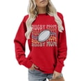 thumbnail image 4 of Holzkary Women's Football Game Day Sweatshirt Graphic Print Sunday Long Sleeve Crewneck Fall Pullover Graphic Print Oversized Crewneck Sweatshirts Long Sleeve Pullover for Gameday Hoodies Red M, 4 of 5