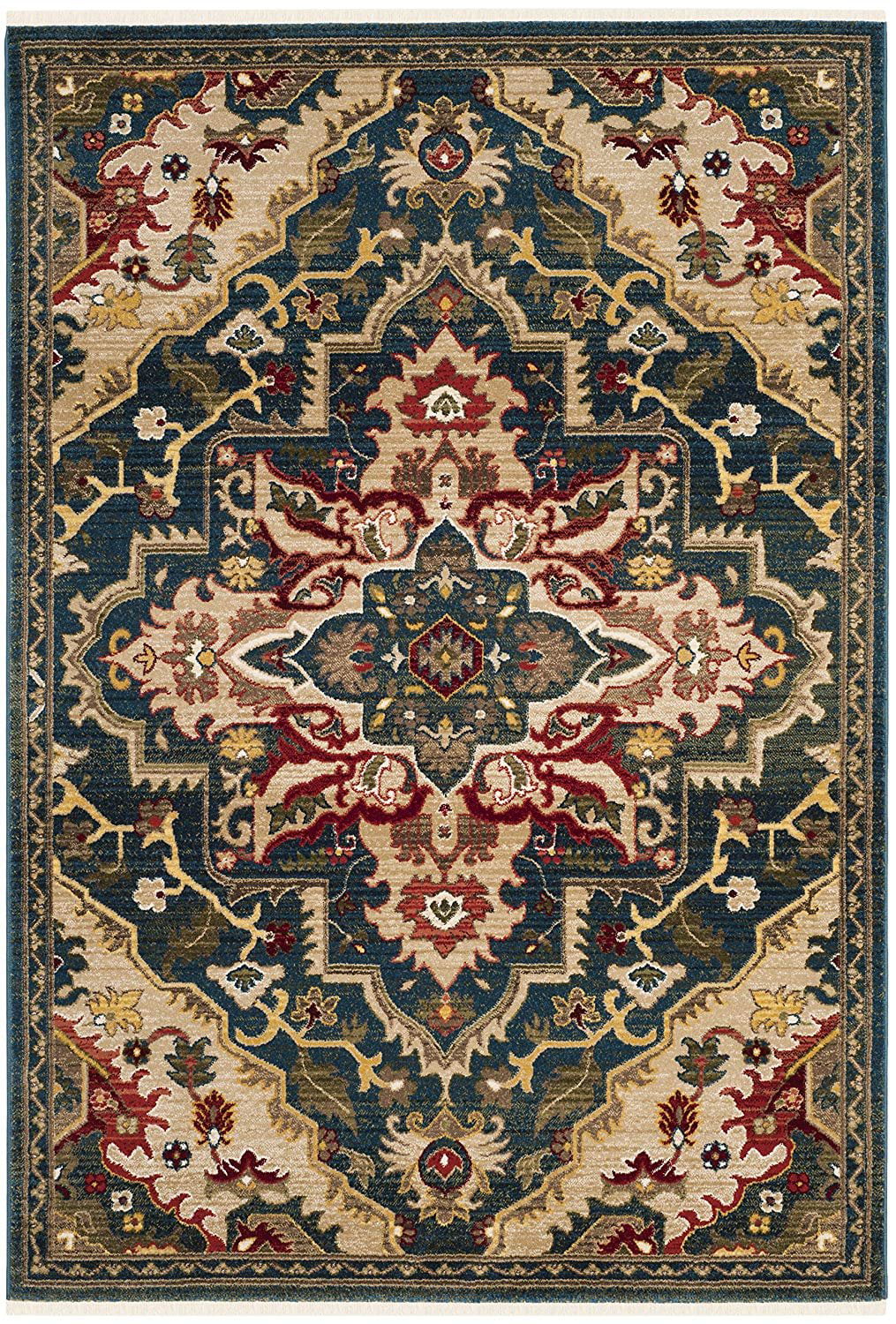Safavieh Kashan Collection KSN304B Traditional Blue and Beige Area Rug