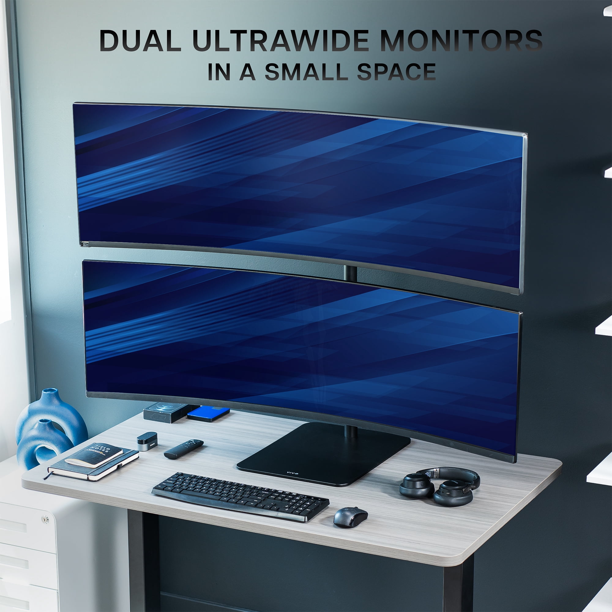 VIVO Dual Ultrawide Monitor Desk Stand, Mount for 2 Computer Screens up to 49"