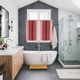 thumbnail image 3 of Red Vertical Striped Kitchen Curtains 63 Inch Length, Farmhouse Minimalist Abstract Lines Grommet Top Bedroom Living Room Curtains, Light Filtering Cafe Curtain Drapes 2 Panels Set 104''x63'', 3 of 9