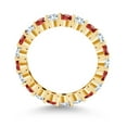 thumbnail image 3 of Gem Stone King 1.50 Cttw Round Red Garnet and White Created Sapphire 18K Yellow Gold Plated Silver Eternity Band Ring for Women | Gemstone Birthstone (Size 9), 3 of 6
