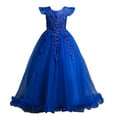 thumbnail image 1 of Odeerbi Niñas Verano Tul Encaje Bordado Princesa Vestido Flor Niña Vestido Lazo Ruffle Manga Fiesta Boda Noche Vestido Vestidos Formal, 1 of 4