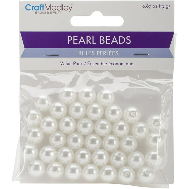 Perles de Valeur Pack -10mm Blanc 40/Pkg