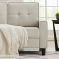 thumbnail image 4 of 2-Piece 75" Sectional Sofa Couch with Ottoman and Headrest, 3 Seat L Shaped Sofa with Removable Cushions Linen Fabric Small Couch Mid Century for Living Room, Apartment and Office, Beige, 4 of 7