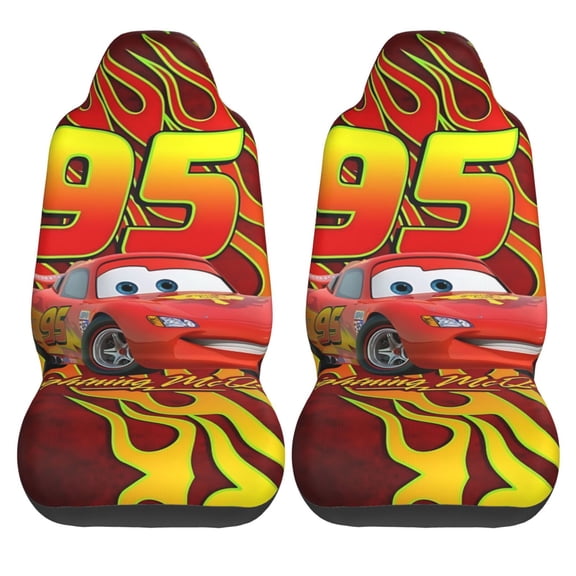 2PCS Universal Fit Car Seat Covers, L-ightning M-cqueen Print Car Seat Cover For Front Seat Cushion Protectors Two Pcs Auto Accessories Bucket Seat Covers